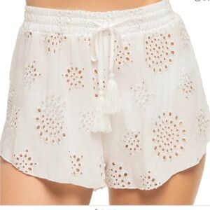 Elan White Embroidered Eyelet Shorts
